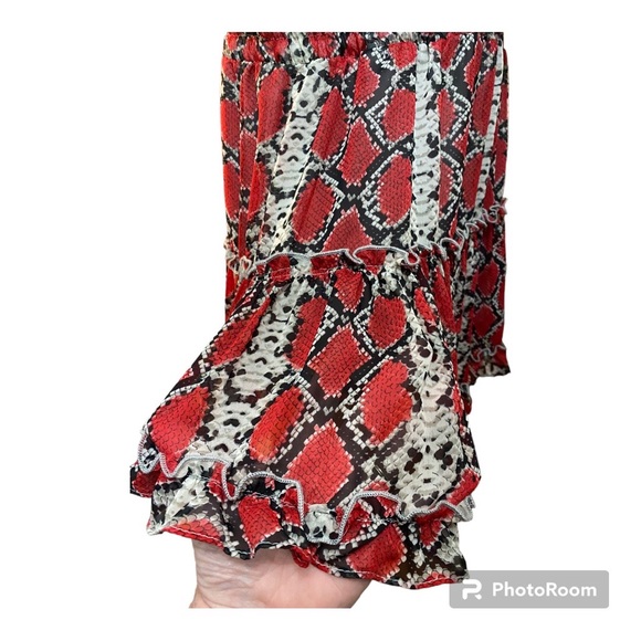 THE PANTS STORE - ADRIENNE Red/Black Snakeskin Pattern Dress Size Medium - Picture 2 of 10